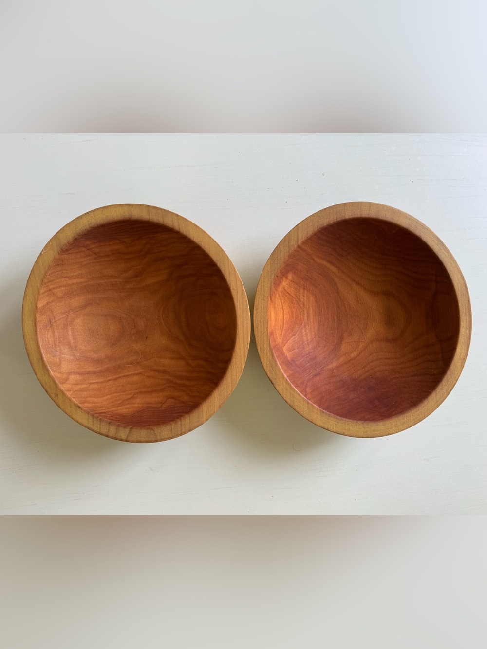Farmhouse Pottery 9" Wooden Bowls Set of 2 Handcrafted Hardwood Salad Bowls